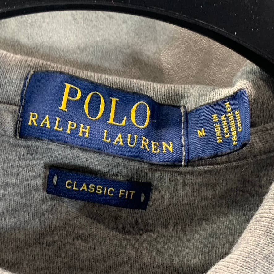 POLO RALPH LAUREN Men's Grey Heather Classic-Fit Soft Cotton Polo Shirt SZ M