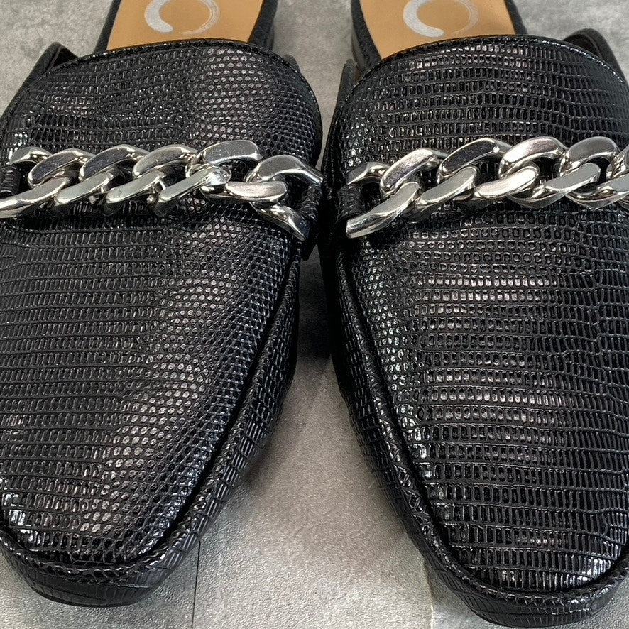 JOURNEE COLLECTION Women's Black Lizard Embossed Hazina Square-Toe Slip-On Mules