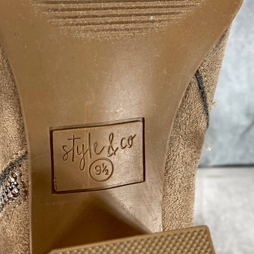 STYLE & CO Women's Taupe Masrinaa Slip-On Block-Heel Ankle Booties SZ 9.5