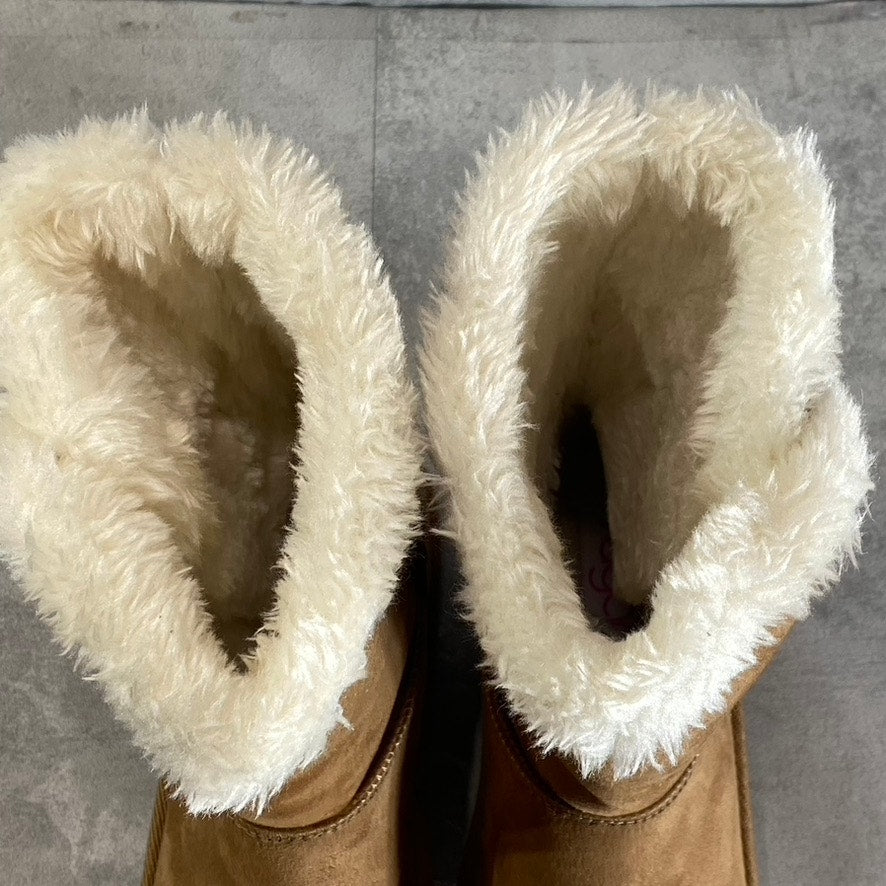 SUGAR Women's Cognac Marty Cozy Faux Fur Memory Foam Pull-On Boots SZ 7