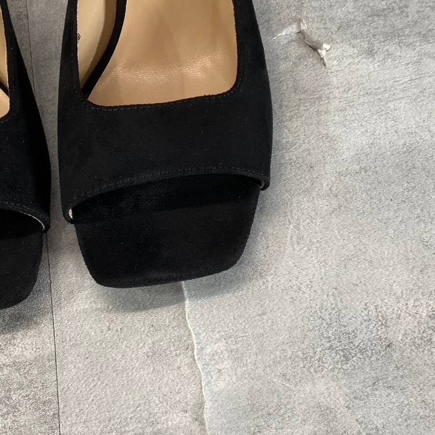 JOURNEE COLLECTION Women's Black Larna Square-Toe Slip-On Sandals SZ 8