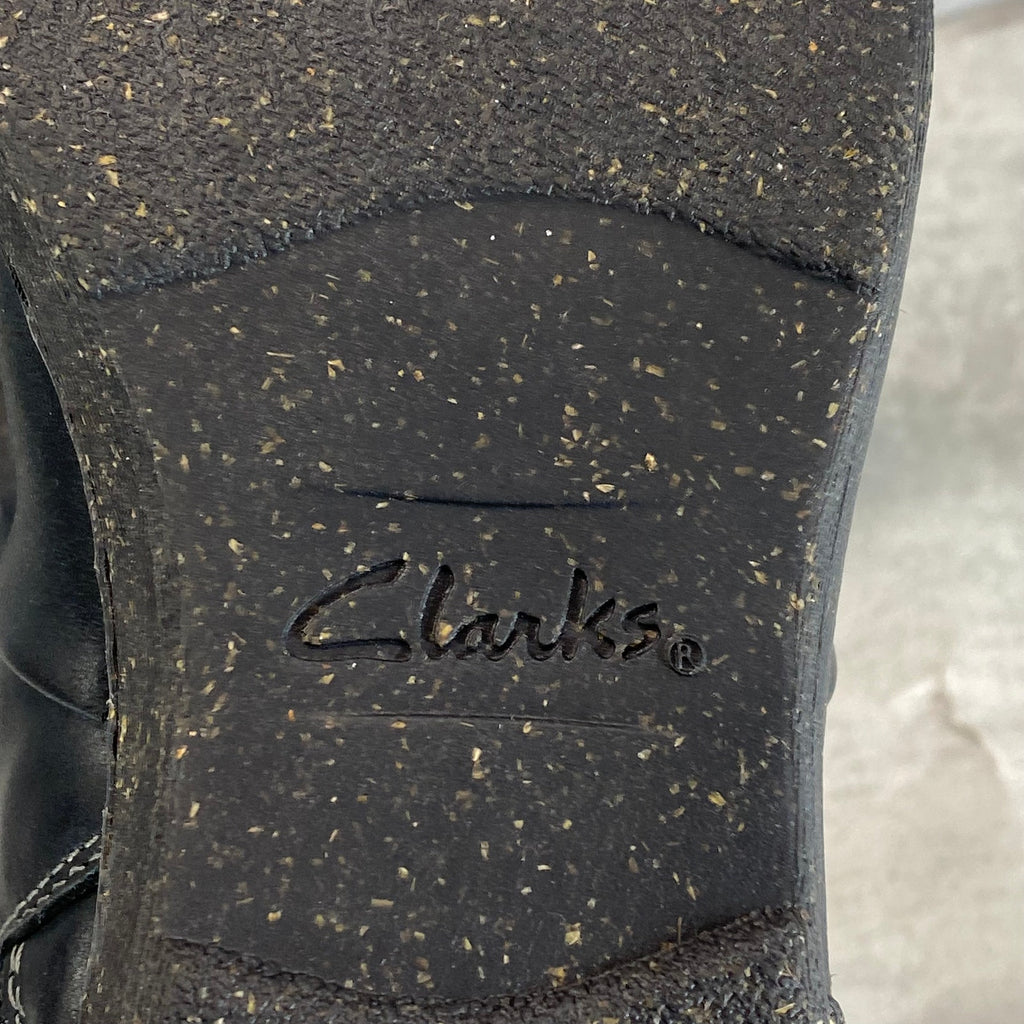 CLARKS COLLECTION Women's Black Leather Caroline Rae Ruched Ankle Booties SZ 8.5