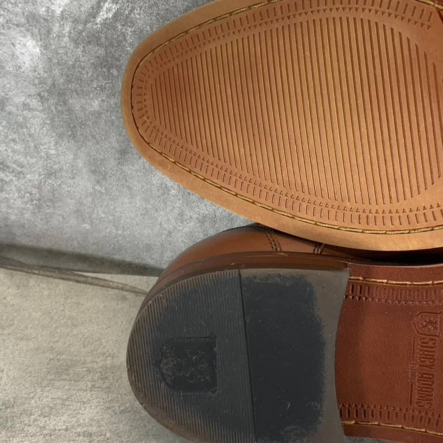 STACY ADAMS Men's Chocolate Leather Marlton Plain-Toe Lace-Up Oxfords SZ 7.5