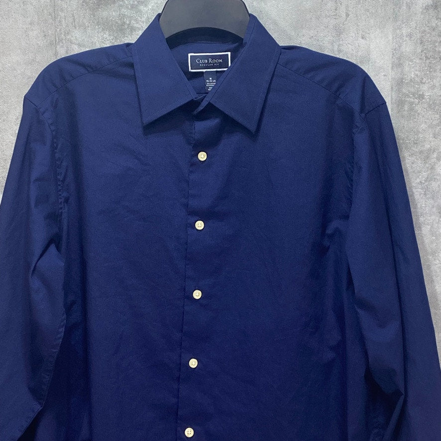 CLUB ROOM Navy Regular Fit Solid Dress Shirt SZ M