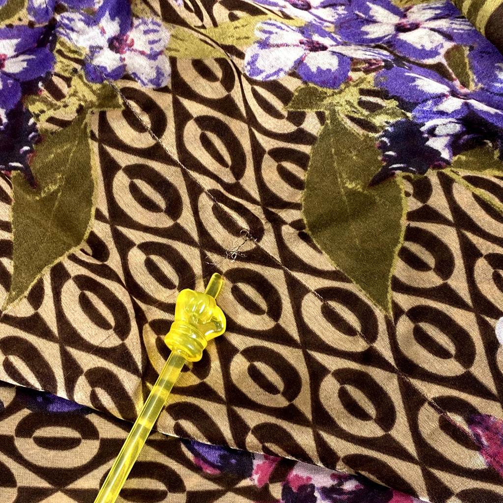 GIANI BERNINI Women's Brown Floral-Print Square Loop Scarf SZ OS