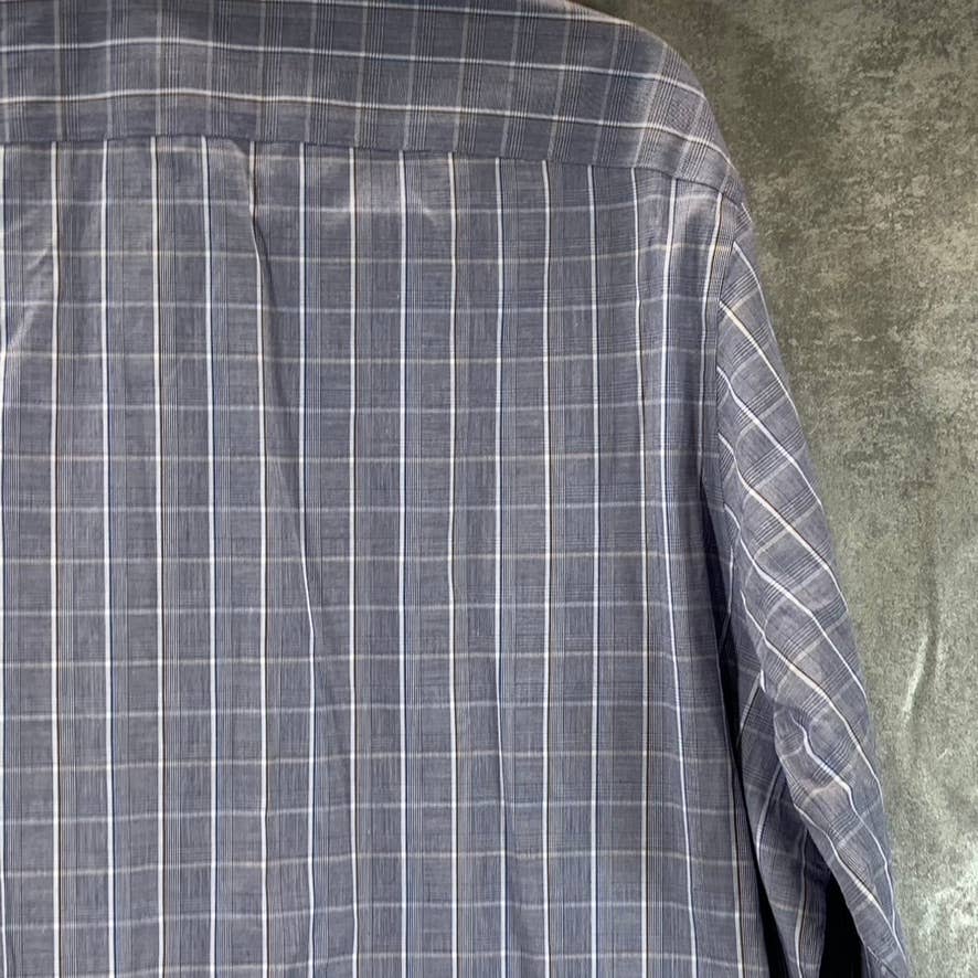 MICHAEL KORS Men's Blue Plaid Regular-Fit Long-Sleeve Button-Up Dress Shirt SZ L