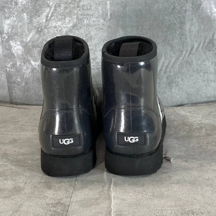 UGG Women's Black Logo Classic Clear Mini Waterproof Pull-On Ankle Boots SZ 8
