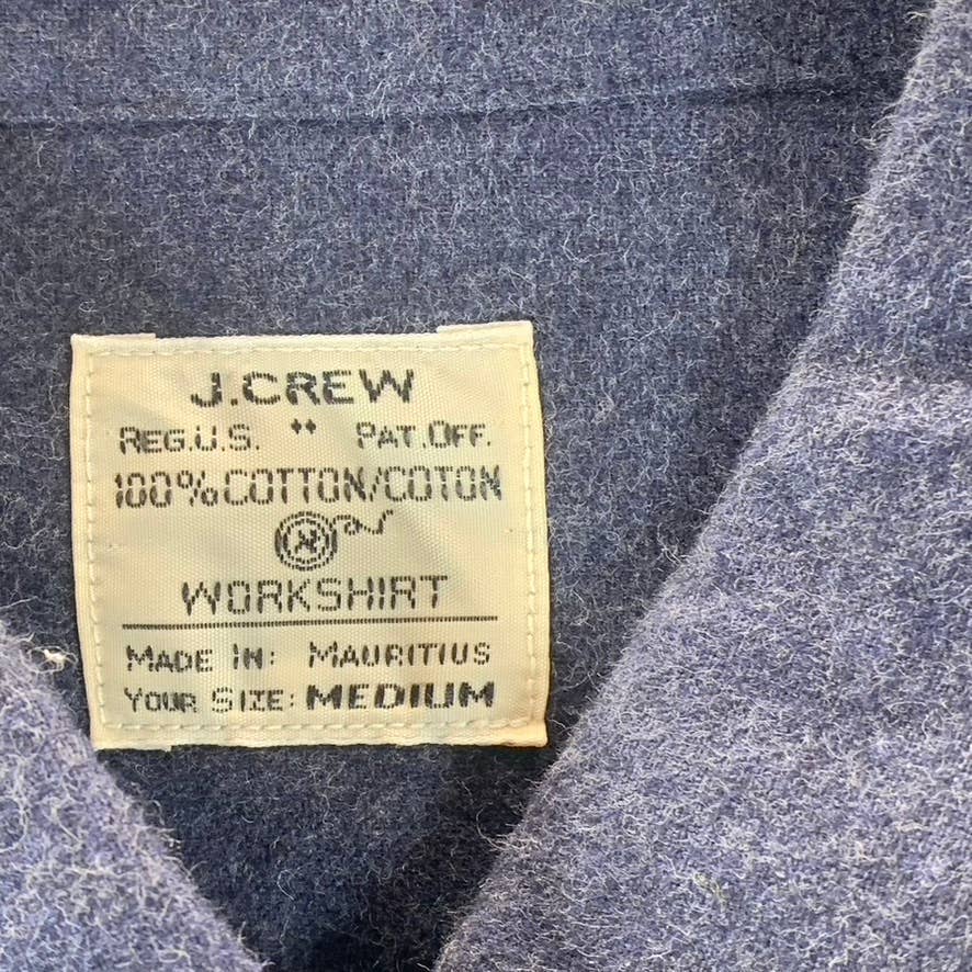 J.CREW Men's Navy Heathered Classic-Fit Elbow Patch Button-Up Workshirt SZ M
