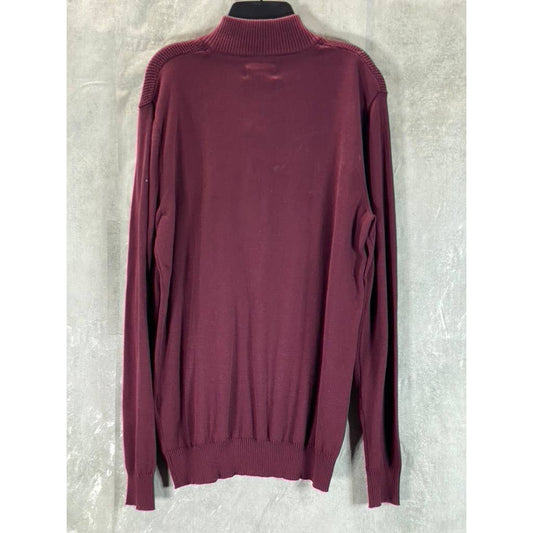 CLUB ROOM Men's Red Plum Button Mock Neck Pullover Sweater SZ S