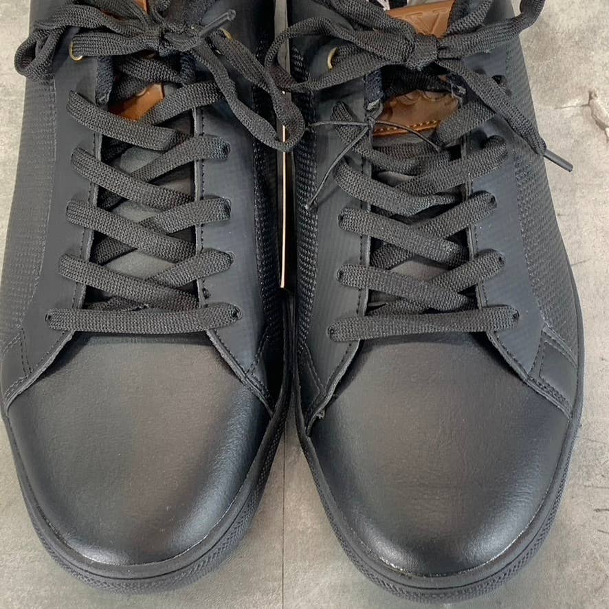 NEW YORK & COMPANY Men's Black Faux-Leather Cooper Low-Top Sneakers SZ 11
