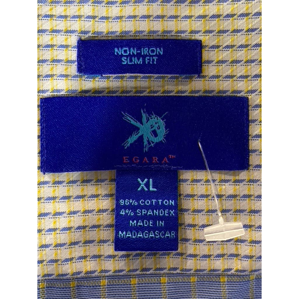 EGARA Men's Light Blue Slim-Fit Non-Iron Button-Up Long Sleeve Shirt SZ XL