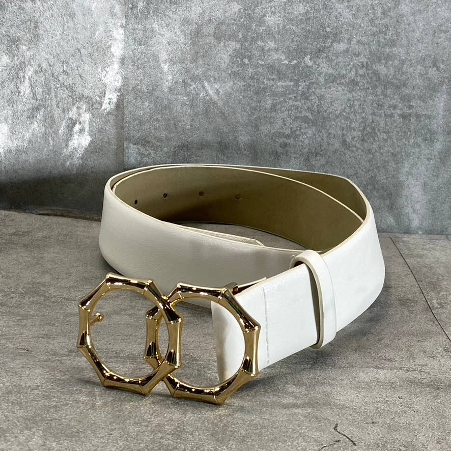 INC INTERNATIONAL CONCEPTS Women's White Double-Circle Bamboo-Buckle Belt SZ M