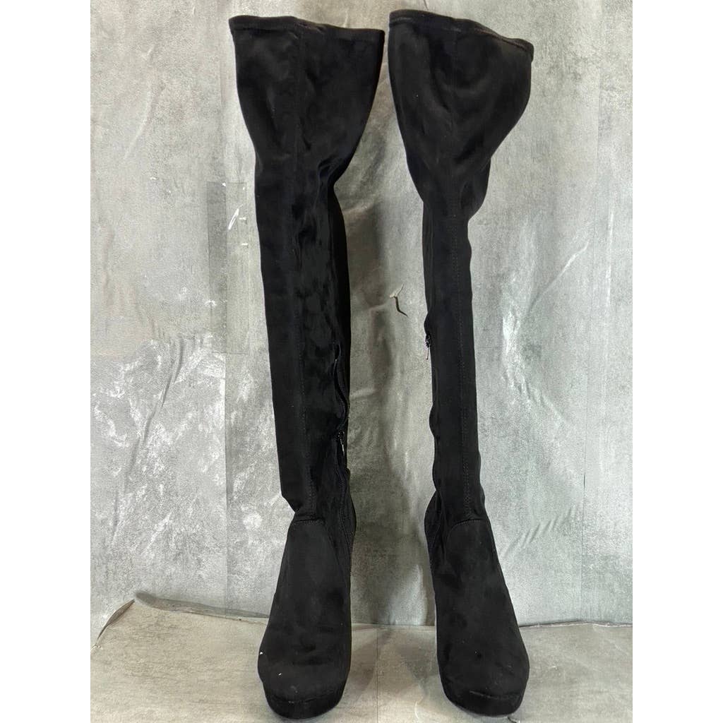THALIA SODI Women's Black Faux Leather Clarissa Over-The-Knee Stiletto Boot SZ11