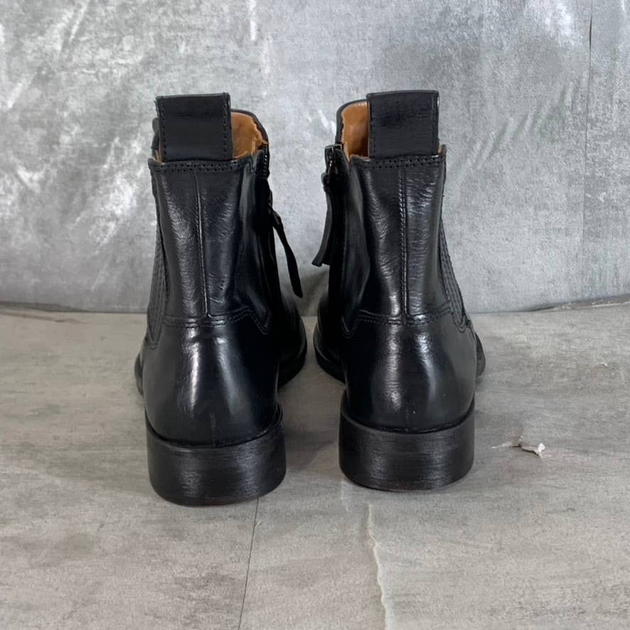 FRANCO SARTO Women's Black Leather Linc Side-Zip Almond-Toe Booties SZ 8.5