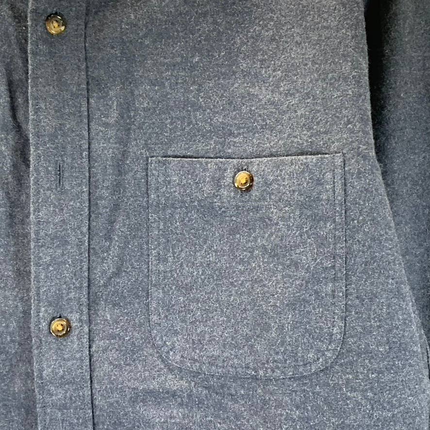 J.CREW Men's Navy Heathered Classic-Fit Elbow Patch Button-Up Workshirt SZ M