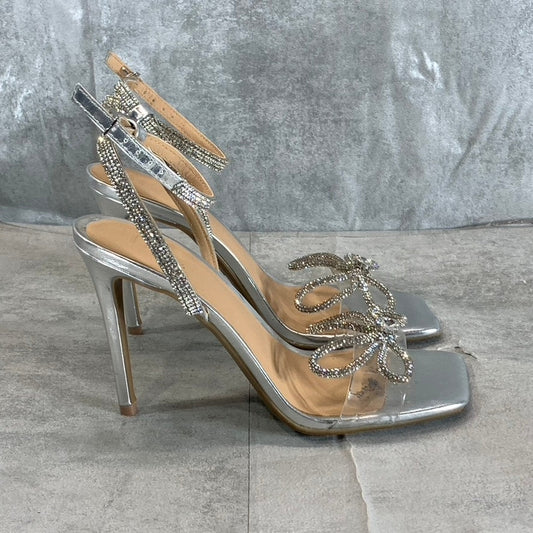 INC INTERNATIONAL CONCEPTS Women's Silver Lively Rhinestone Dress Sandals SZ 8