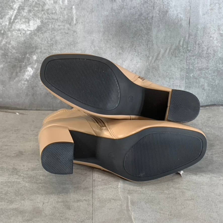 MIA Women's Nude Stretch Carla Round-Toe Side-Zip Ankle Boots SZ 10