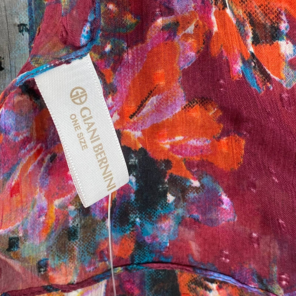 GIANI BERNINI Women's Wine Watercolor Floral Printed Wrap SZ OS