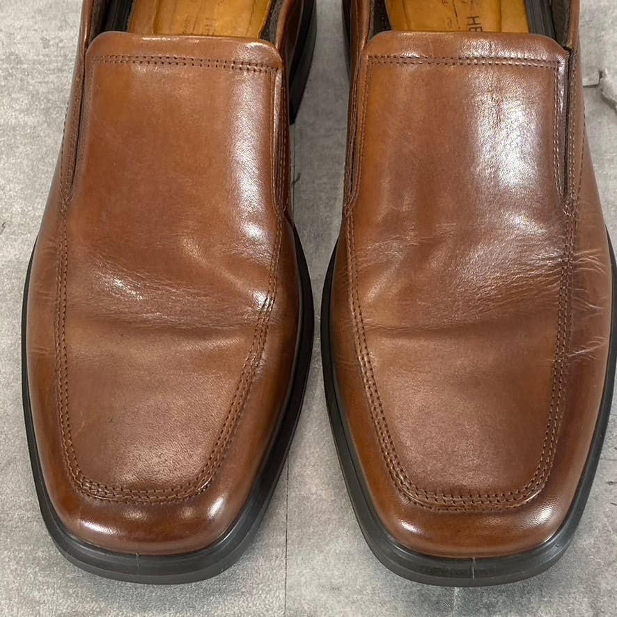 ECCO Men's Cognac Leather Helsinki 2 Apron-Toe Slip-On Loafers SZ 7/7.5