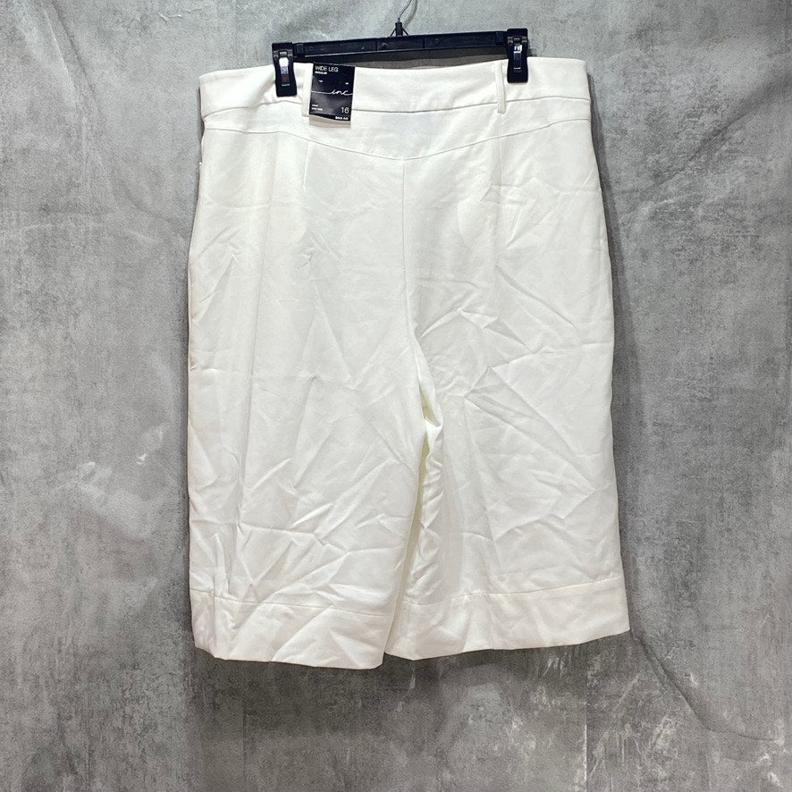 INC International Concepts White High-Rise Pleated Gaucho Pants SZ 16