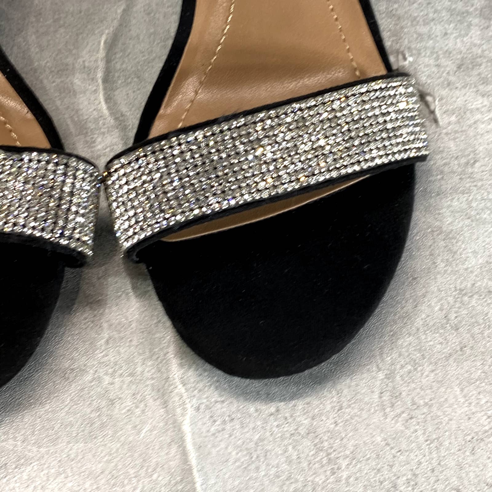 STYLE & CO Women's Black Rhinestone Phillyis Two-Piece Evening Sandals SZ 6