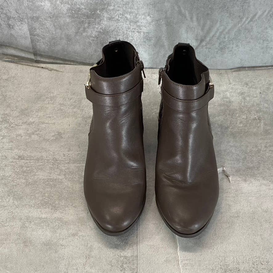 KAREN SCOTT Women's Dark Brown Nadine Almond-Toe Side-Zip Ankle Boots SZ 7