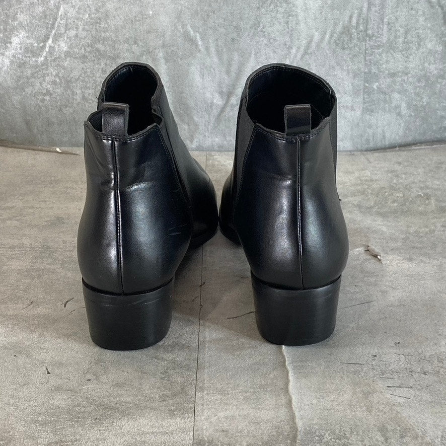 MARC FISHER Women's Black Faux-Leather Mady Pointed-Toe Chelsea Boots SZ 8.5