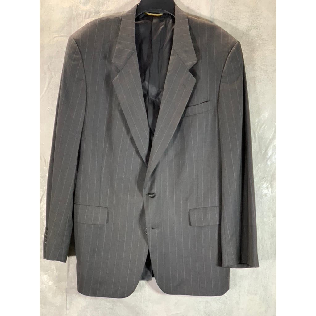 HART SCHAFFNER MARX Men's Gray Pinstripe Single Breasted Wool Long Blazer SZ 44L