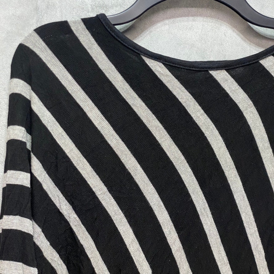 INC International Concepts Black Striped Dolman Long Sleeve Top SZ M