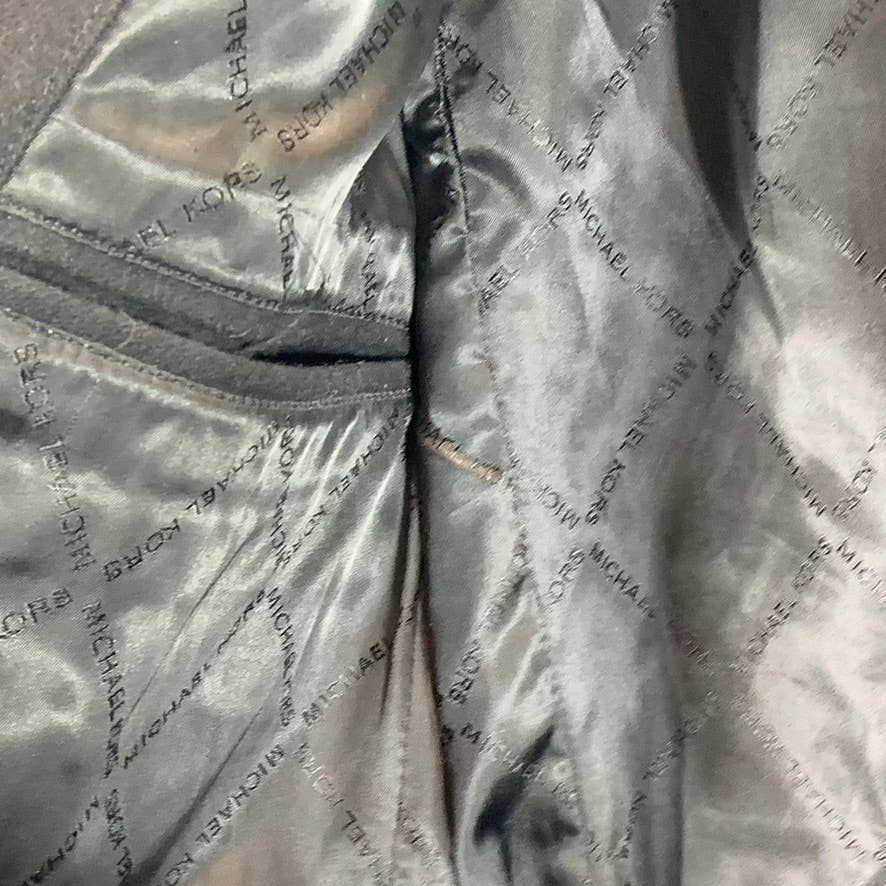 MICHAEL KORS Men's Black Classic-Fit Double Breasted Wool Blend Peacoat SZ 44S