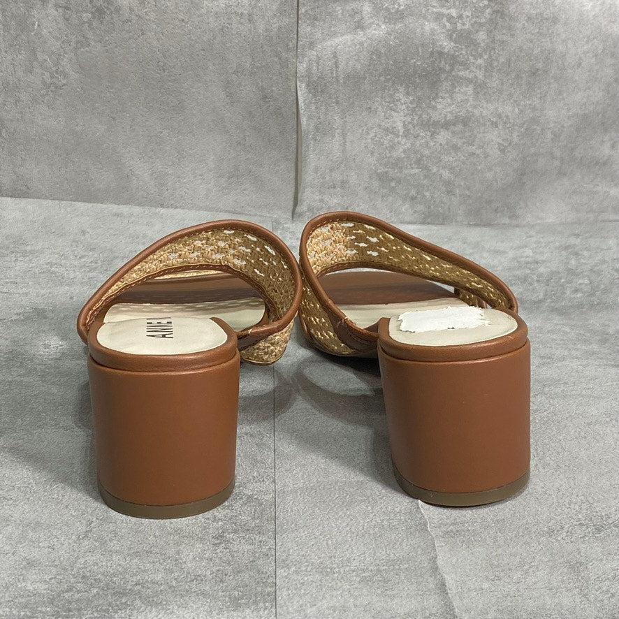 ANNE KLEIN Tan Brooke Block-Heel Slip-On Sandals SZ 7.5