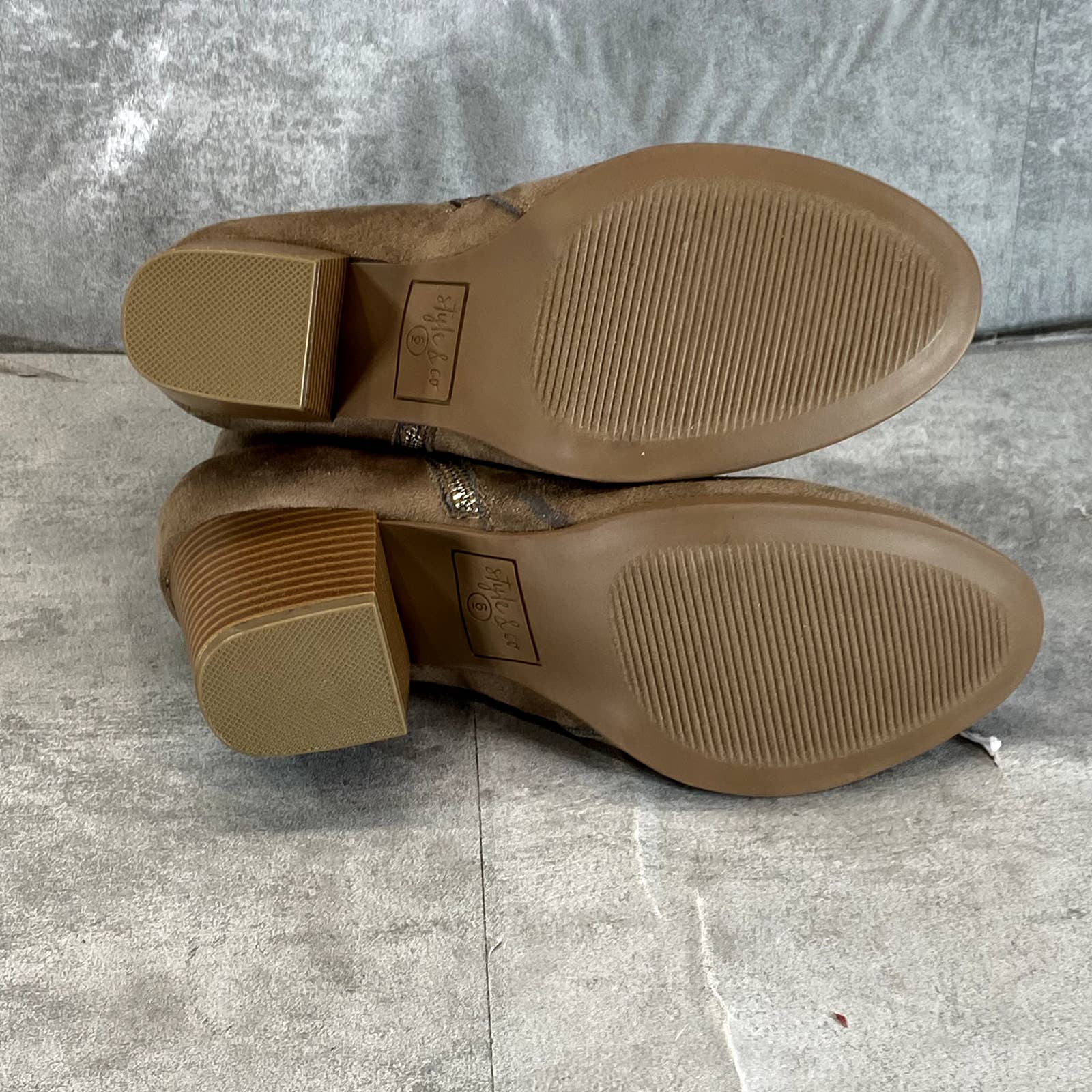 STYLE & CO Women's Taupe Masrinaa Slip-On Block-Heel Ankle Booties SZ 6