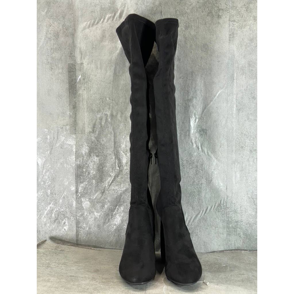 BAR III Women's Black Gabrie Round-Toe Block-Heel Pull-On Over-The-Knee Boot SZ9