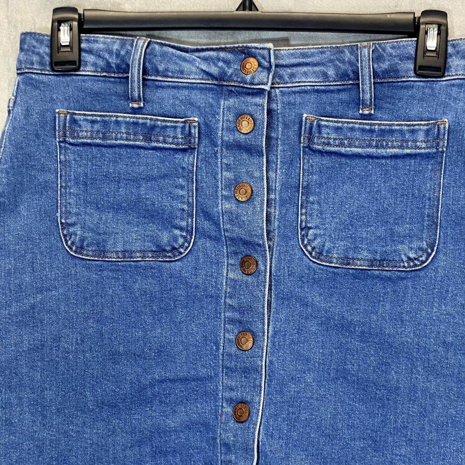 MADEWELL Women's Knowlton Wash Button-Front Denim Mini Skirt SZ 28