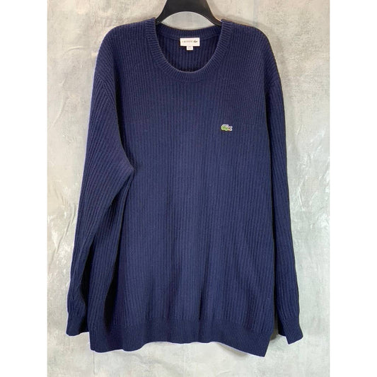 LACOSTE Men's Navy Blue Crewneck Classic-Fit Ribbed Long-Sleeve Sweater SZ 3XL