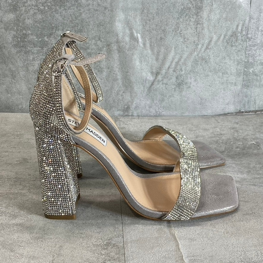 STEVE MADDEN Women's Silver Rhinestone Embellished Tiaa Square-Toe Two-Piece