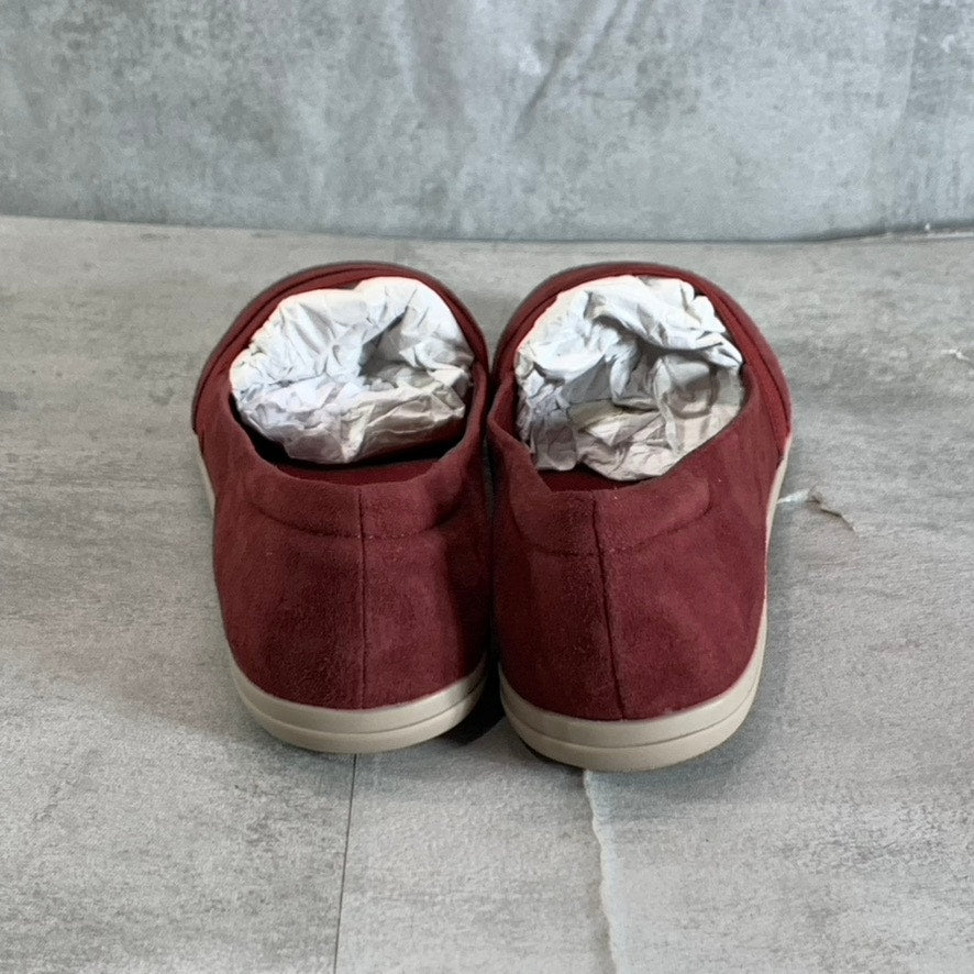 EASY SPIRIT Women's Wide Width Dark Red Leather Bounce Slip-On Flats SZ 8W