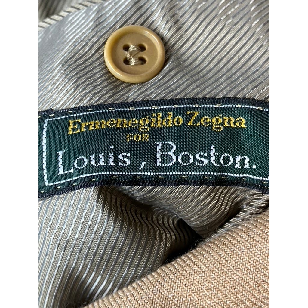 ERMENEGILDO ZEGNA Men's Tan Camel Silk Three-Button Blazer SZ 40R