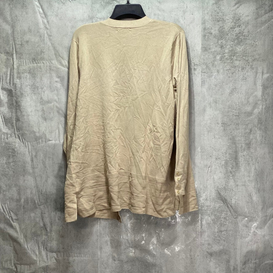 CHARTER CLUB Tan Open-Front Ottoman Pointelle Long Sleeve Cardigan SZ L