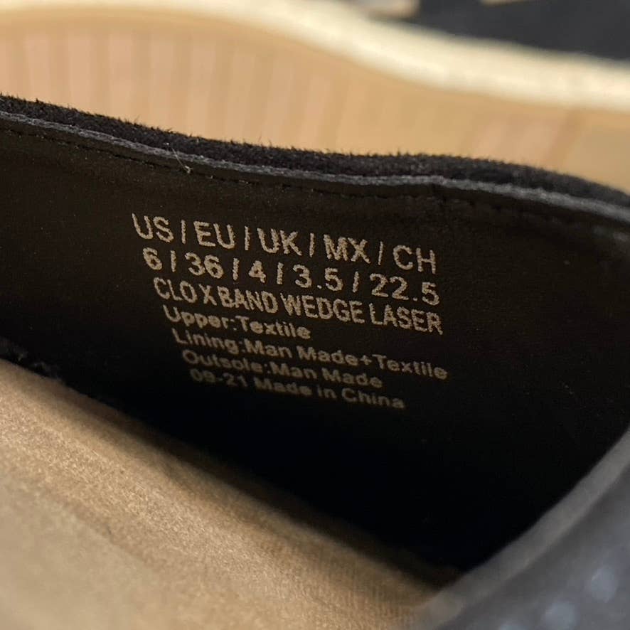 KENNETH COLE REACTION Women's Black Clo X Band Laser Espadrille Wedge Sandal SZ6