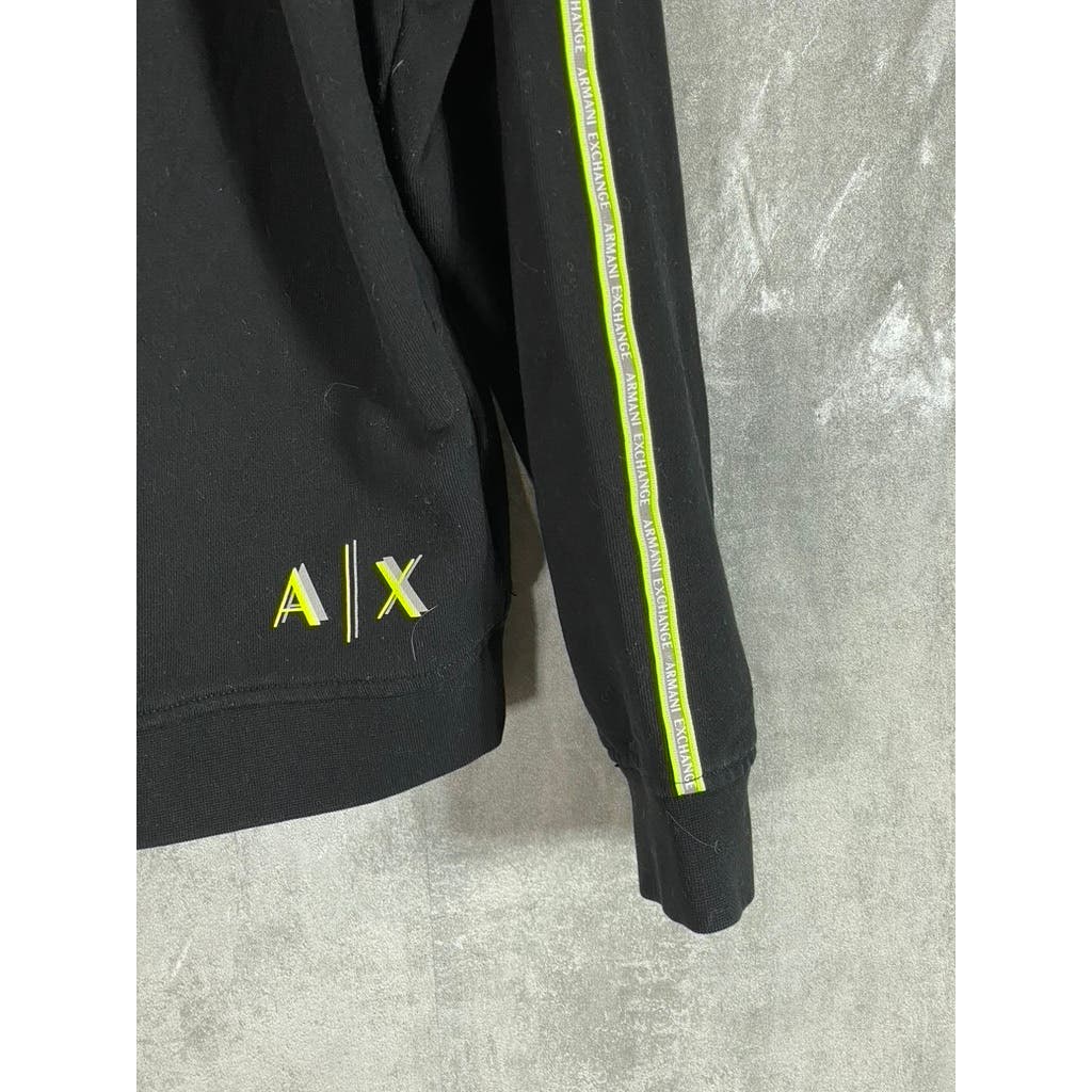 A|X ARMANI EXCHANGE Women's Black Striped Crewneck Pullover Sweatshirt SZ XL