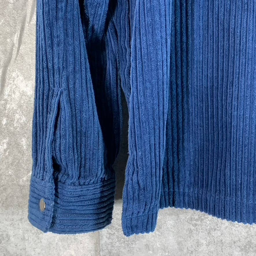 URBAN OUTFITTERS Men's Blue Corduroy Zip-Up Flap Pocket Shirt Jackets SZ S
