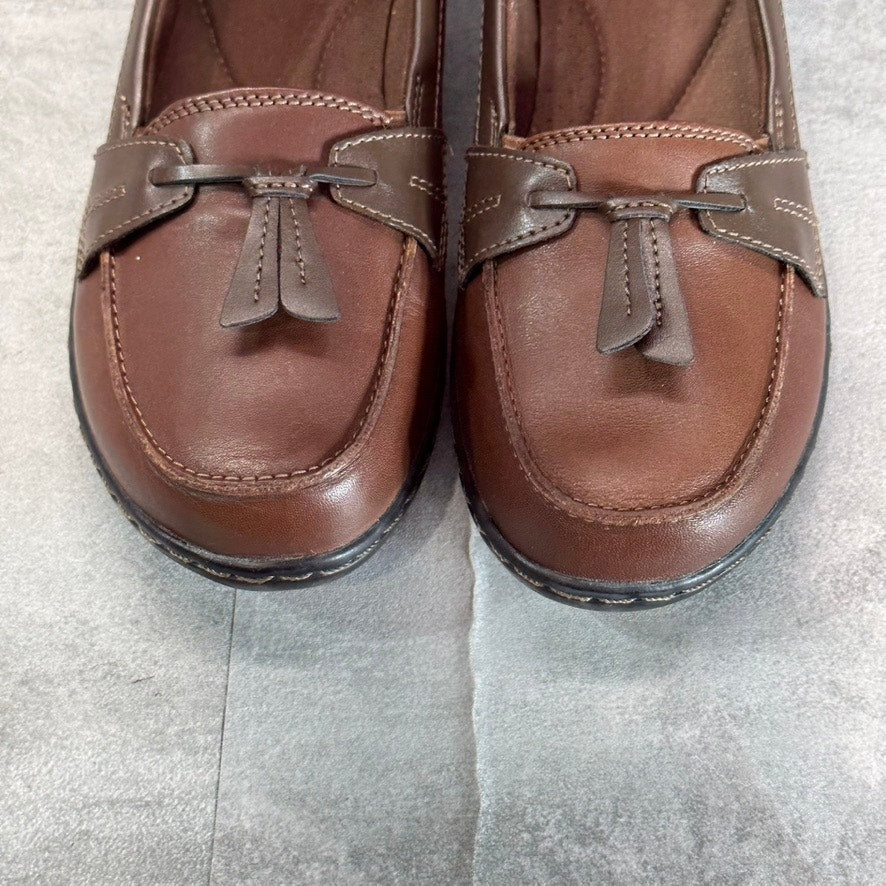 CLARKS COLLECTION Women's Brown Multi Leather Ashland Bubble Slip-On Flats SZ 8