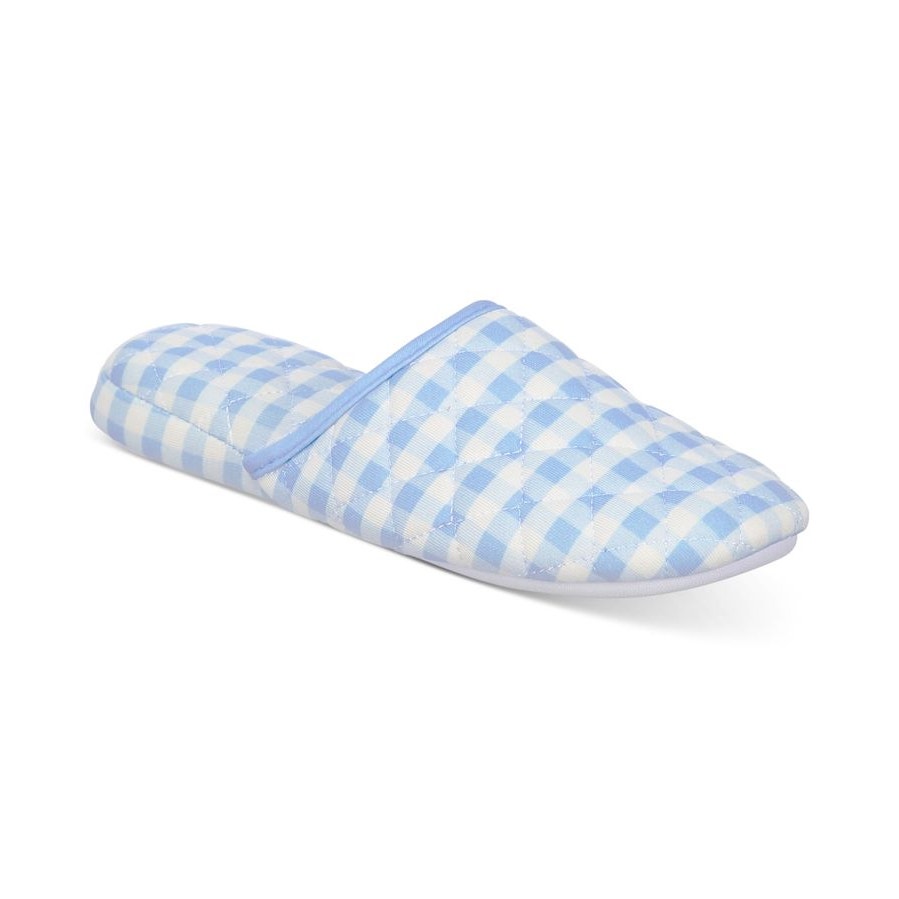 CHARTER CLUB Blue Quilted Gingham Clog Slippers SZ S (5-6)