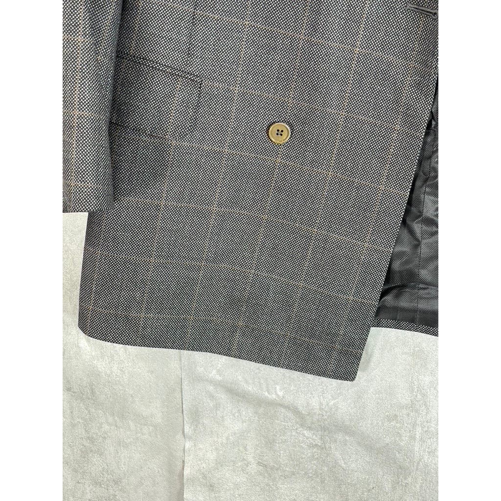 ERMENEGILDO ZEGNA Men's Gray Plaid Double Breasted Suit Jacket SZ 50R