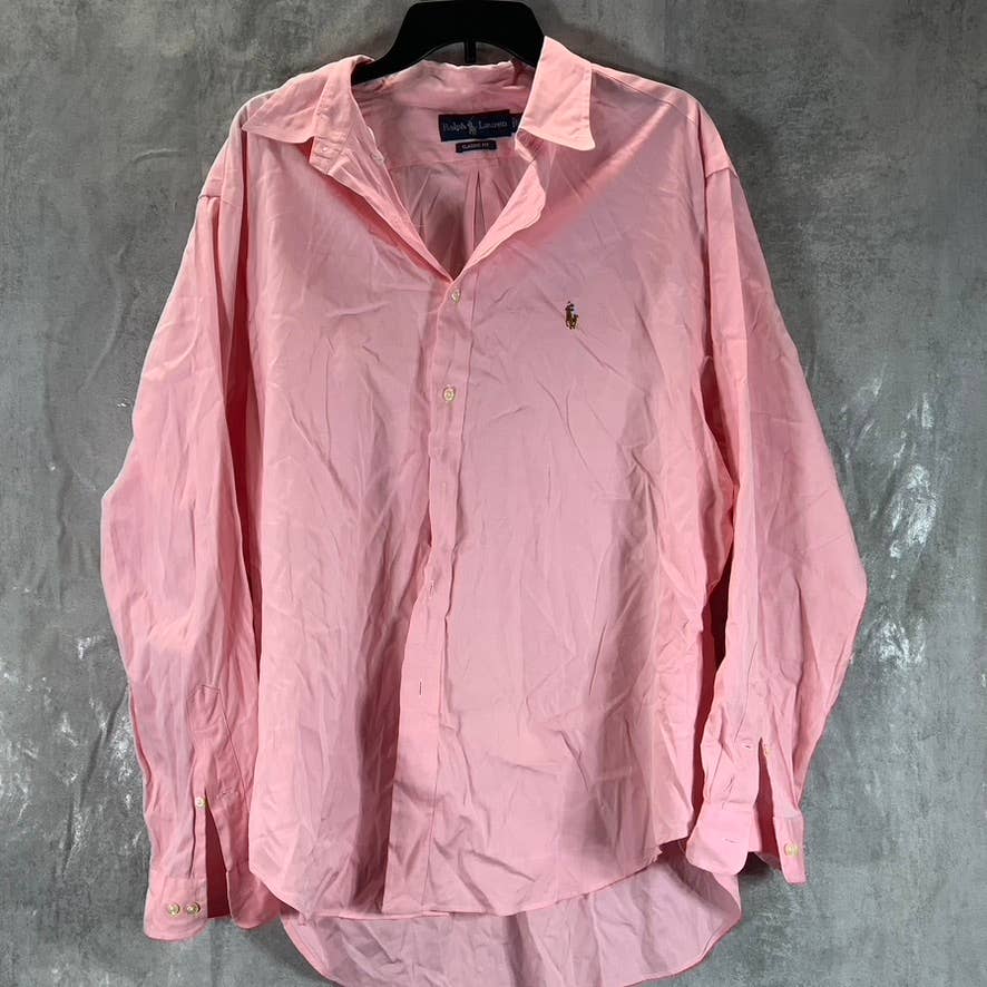 RALPH LAUREN Men's Classic-Fit Button-Up Long-Sleeve Dress Shirt SZ 17.5 34/35
