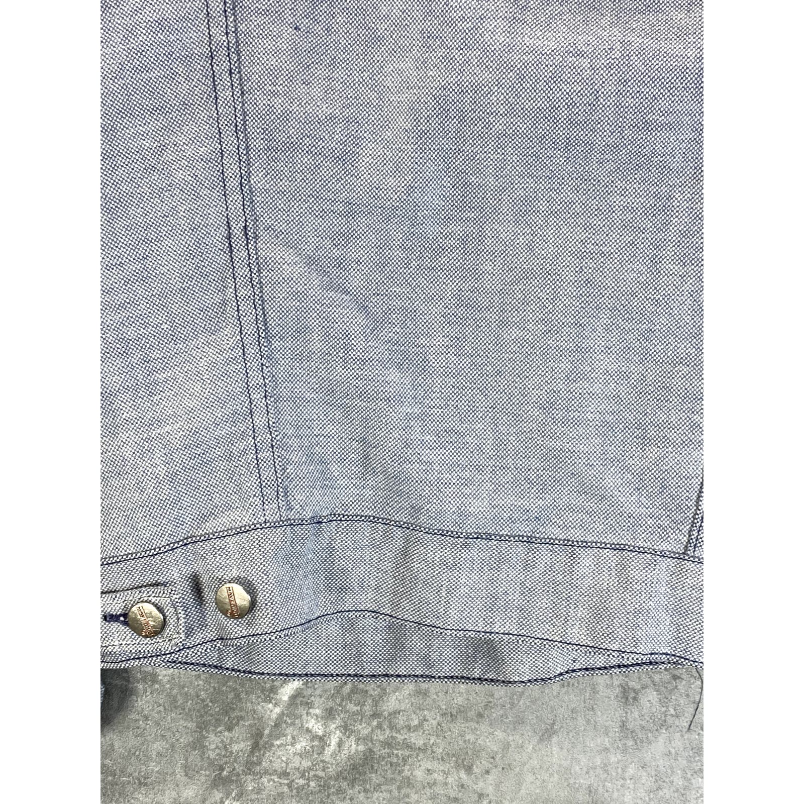 MAVERICK BLUE BELL Men's Vintage Light Blue Textured Button-Up Denim Jacket SZ44