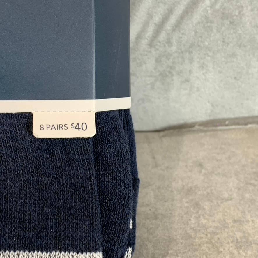 Club Room Men's Black/Navy Striped 8-Pack Crew Socks SZ 10-13