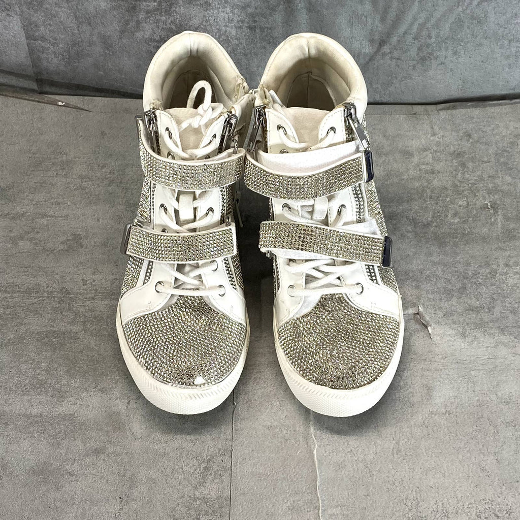 INC INTERNATIONAL CONCEPTS Women's Silver Rhinestone Debby Wedge Sneakers SZ 6