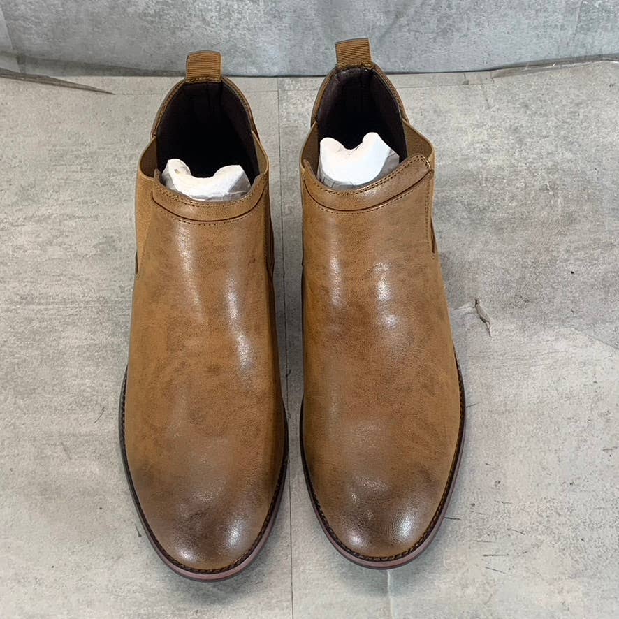 VANCE CO. Men's Chestnut Faux Leather Landon Pull-On Chelsea Dress Boots SZ 9.5
